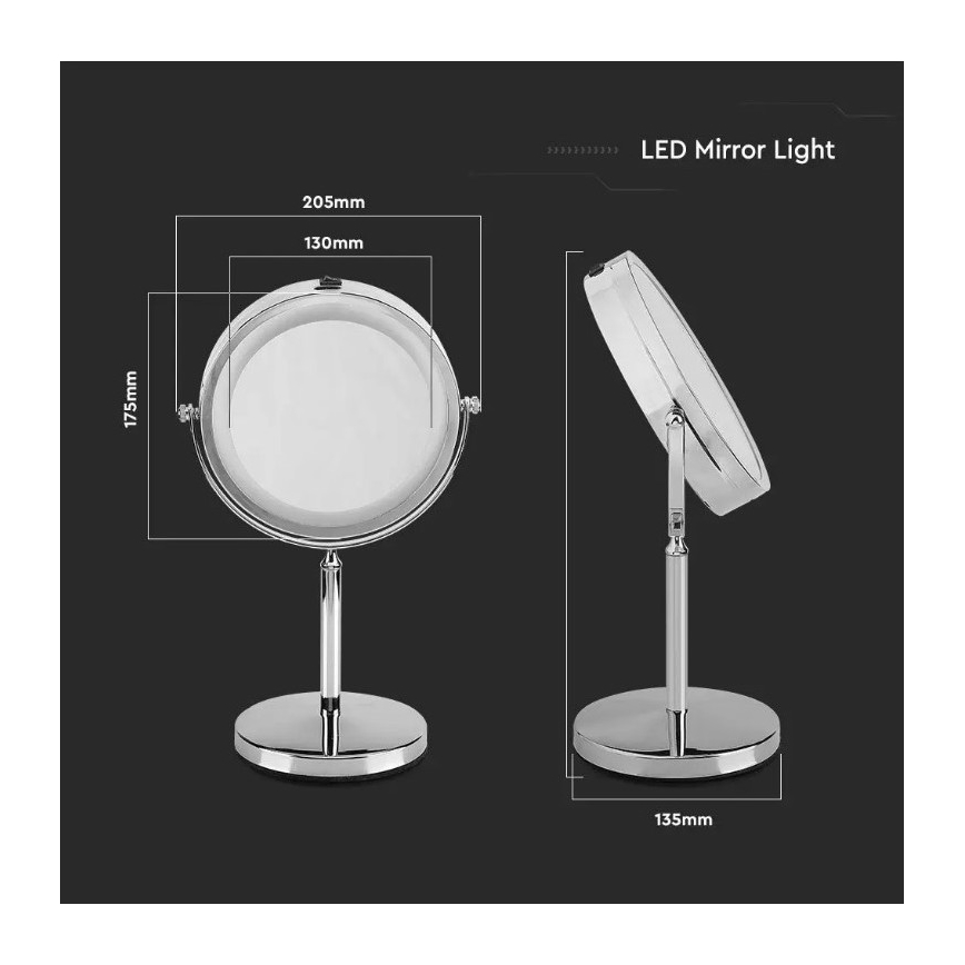 Miroir de maquillage LED/3W/6V 4xAA IP44