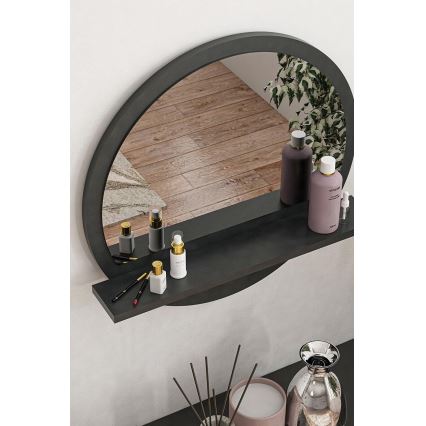 Miroir mural avec une étagère 45x45 cm noir