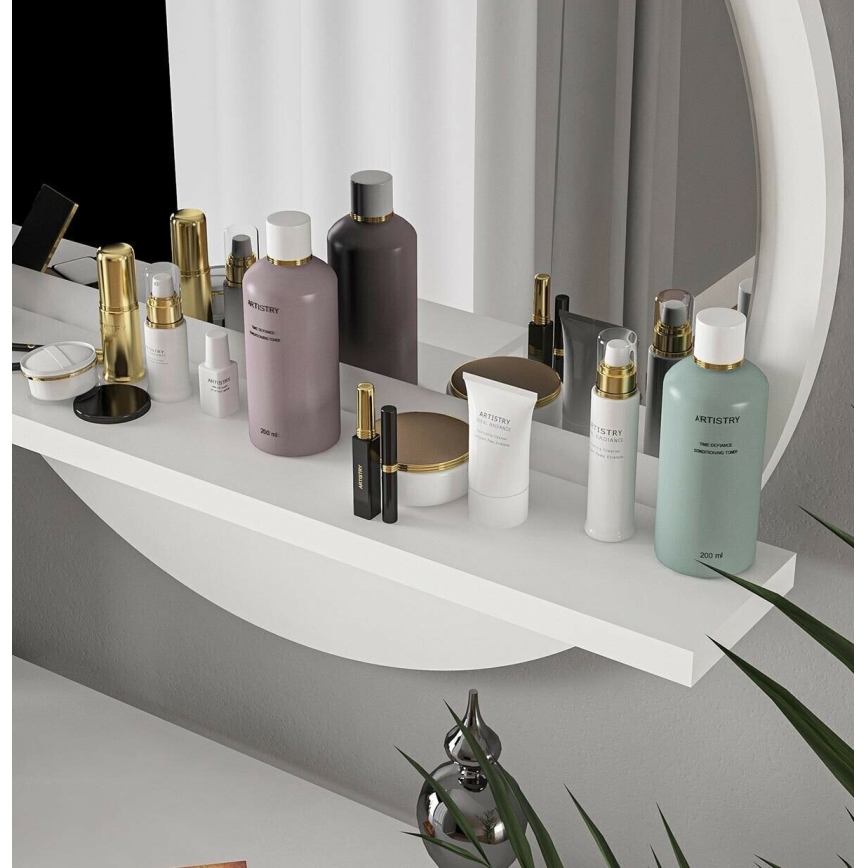 Miroir mural avec une étagère d. 60 cm blanc