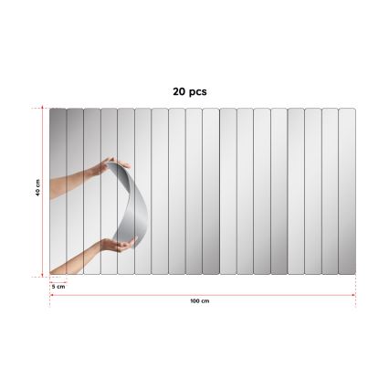 Miroir mural RECTANGULAR 100x40 cm - 20 parts