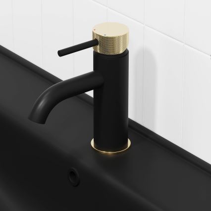 Mitigeur pour lavabo ANHOLT 15,6 cm noir/laiton
