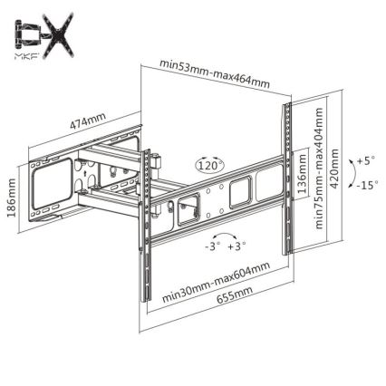 MK FLORIA MKF-17DP641 - Wandhouder voor TV met gewricht 80" zwart