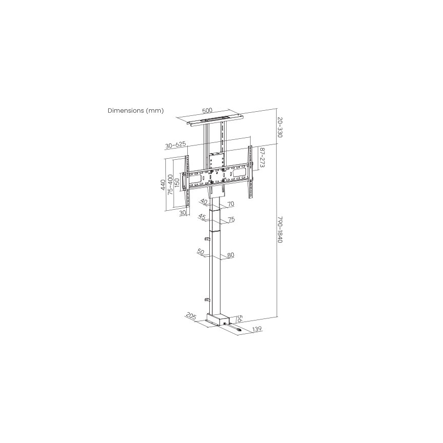 MK FLORIA MKF-19DM648 - Staande TV-beugel 37-65 zwart SCHUKO + afstandsbediening
