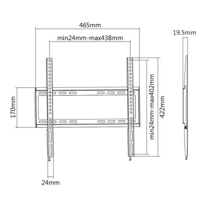 MK FLORIA MKF-20DF447 - Vaste tv-wandhouder 65" zwart