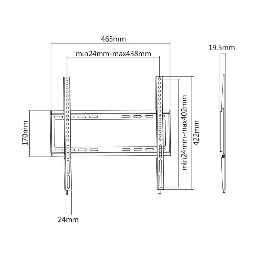 MK FLORIA MKF-20DF447 - Vaste tv-wandhouder 65" zwart