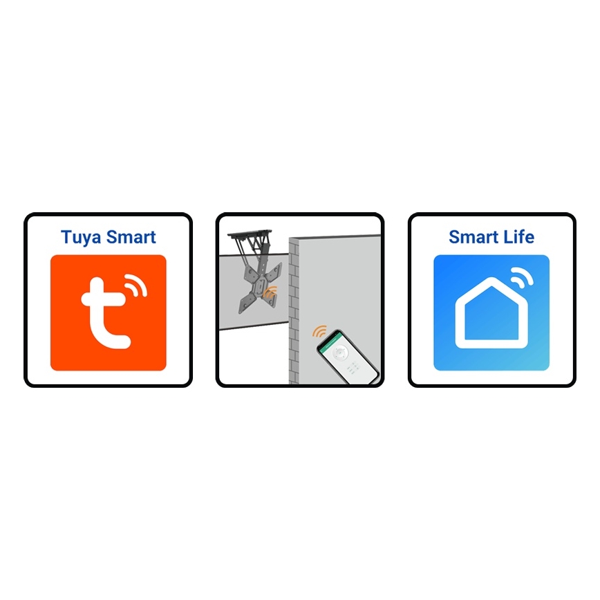 MK FLORIA MKF-20DM444 - Slimme plafondhouder voor tv 55" zwart Wi-Fi TUYA + afstandsbediening