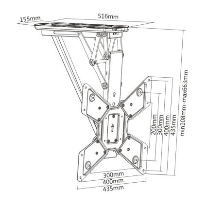 MK FLORIA MKF-20DM444 - Support de plafond connecté pour TV 55 noir Wi-Fi TUYA + Télécommande