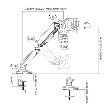 MK FLORIA MKF-21DP113S2 - Verstelbare monitorbeugel voor 32 zwart