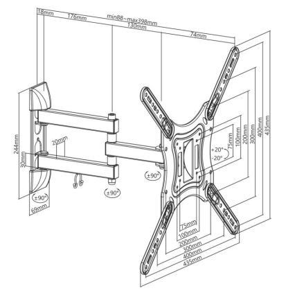 MK FLORIA MKF-23DP444 - Wandhouder voor TV met gewricht 65" zwart