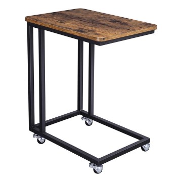 Mobiele bijzettafel ELDUR bruin/zwart