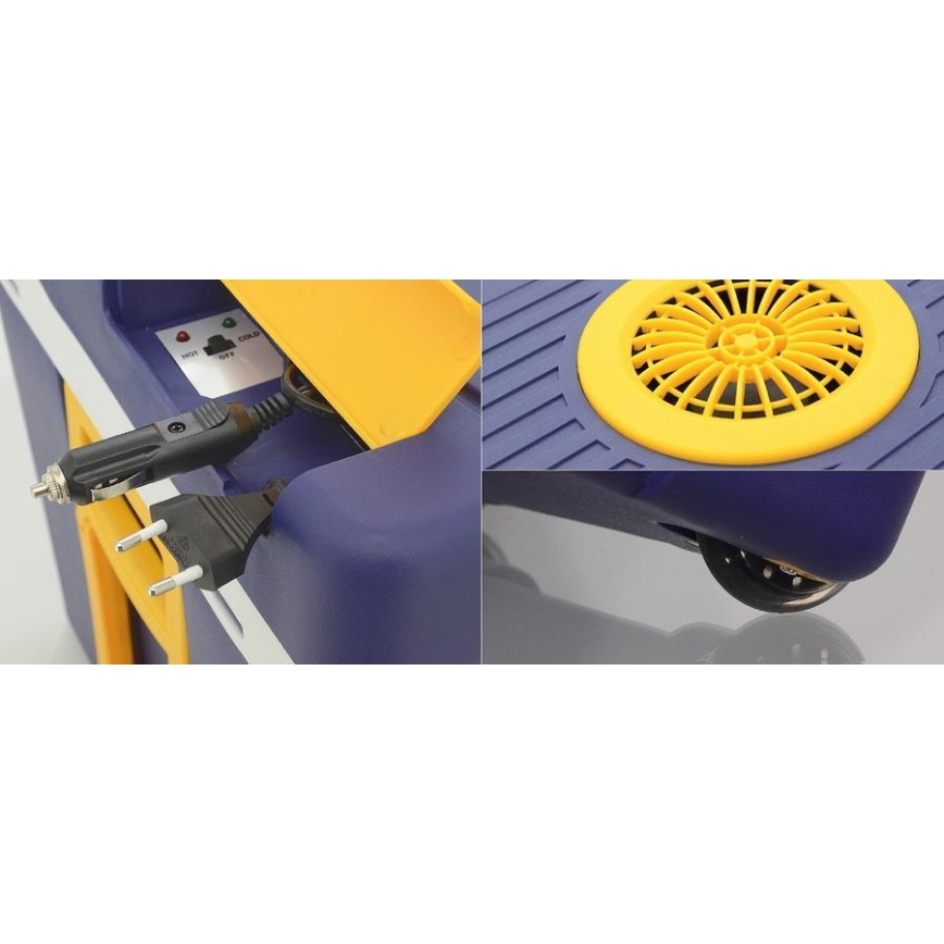 Mobiele koelbox op wielen 60W/230/12V 50 l blauw/geel