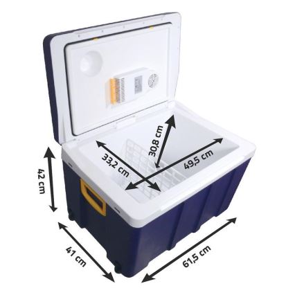 Mobiele koelbox op wielen 60W/230/12V 50 l blauw/geel