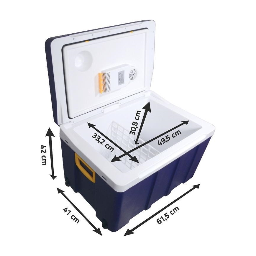 Mobiele koelbox op wielen 60W/230/12V 50 l blauw/geel