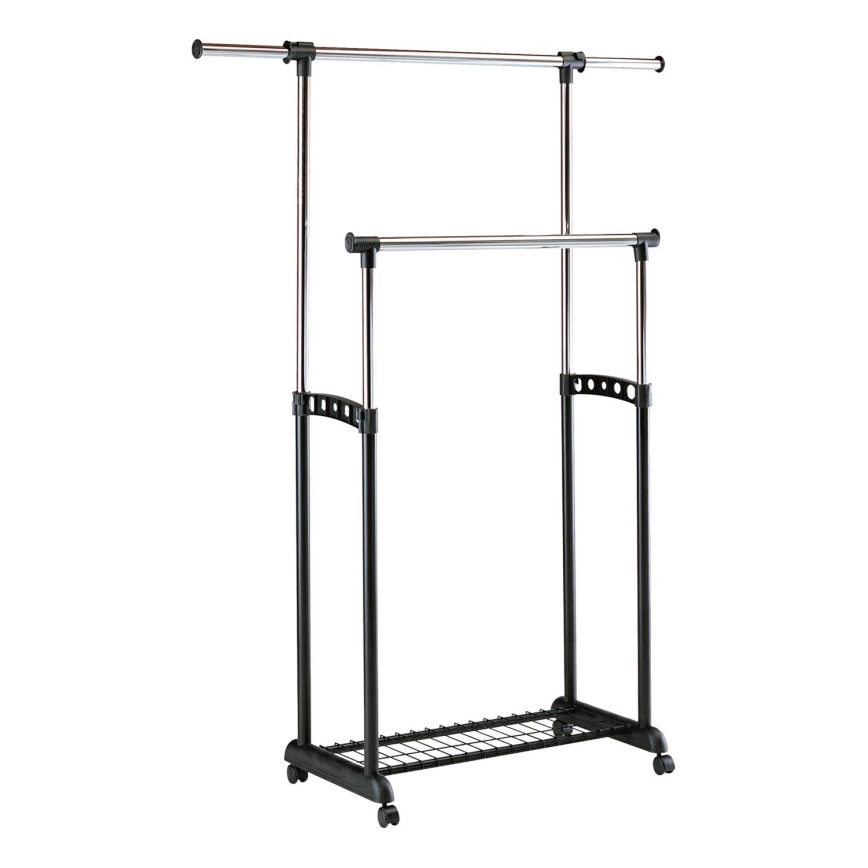 Mobiele metalen hanger 170x142 cm zwart/glanzend chroom