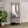 Mobiele metalen hanger met planken OLAZEN 157x85 cm zwart