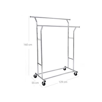 Mobiele staande kapstok LINEA, zilver