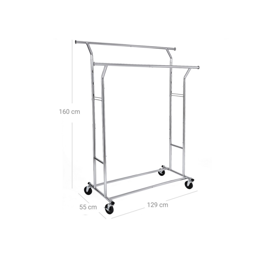 Mobiele staande kapstok LINEA, zilver