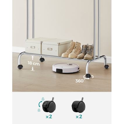 Mobiele staande kapstok LINEA, zilver