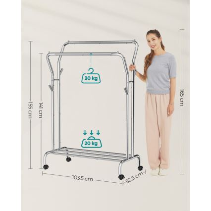 Mobiele staande kapstok LINEA, zilver