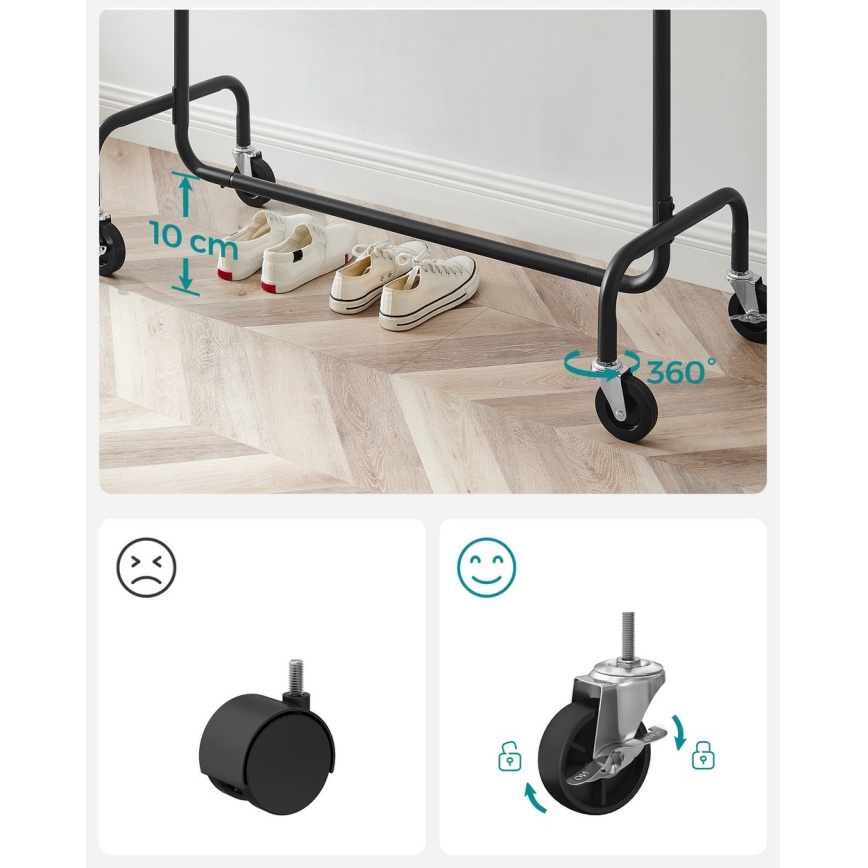 Mobiele vrijstaande kapstok LINEA zwart