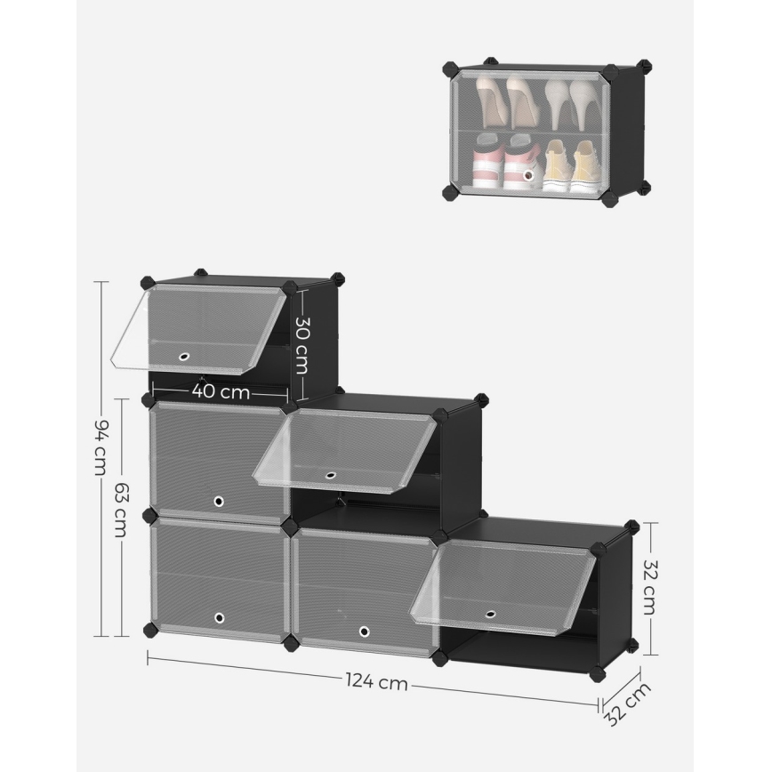 Modulair rek met vakken BOXIFY zwart