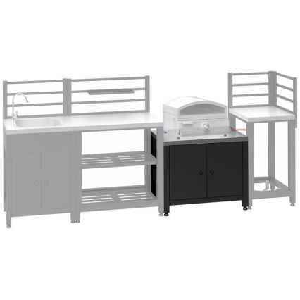 Module extérieur : meuble sous-barbecue 80 x 47 x 69 cm, noir/inox