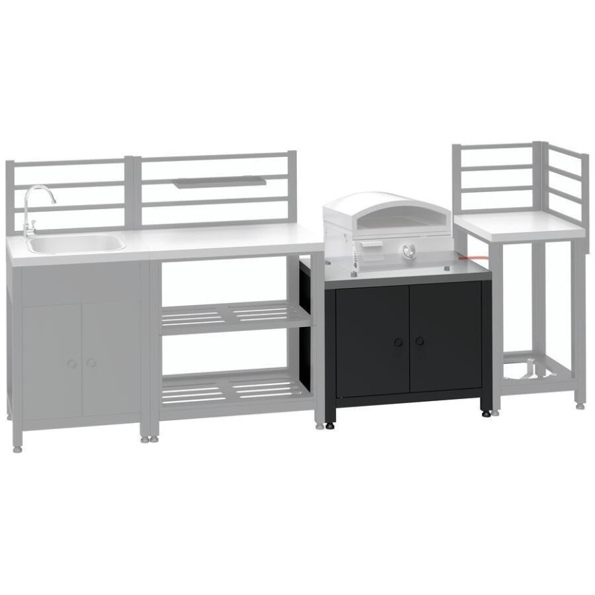 Module extérieur : meuble sous-barbecue 80 x 47 x 69 cm, noir/inox