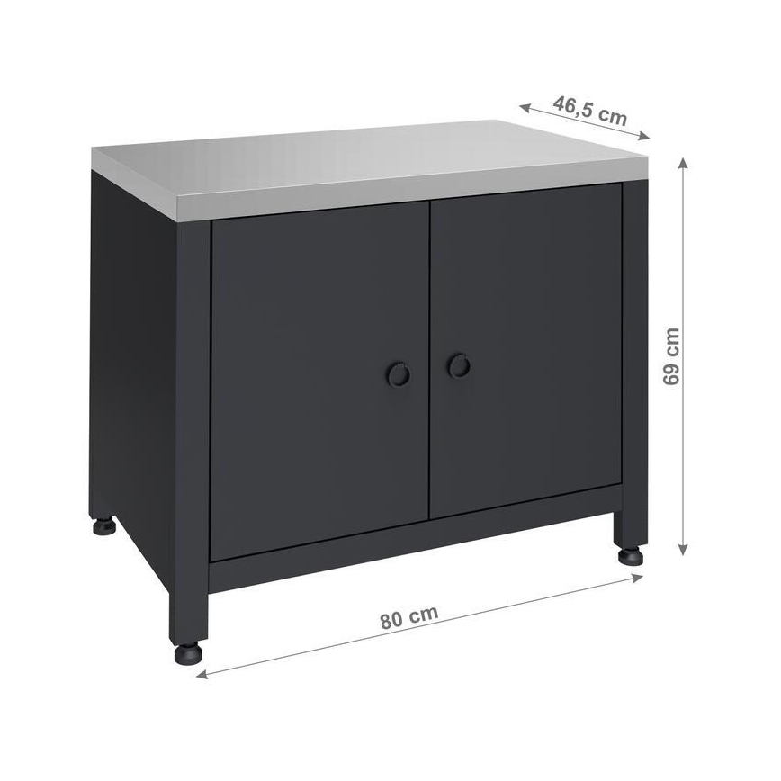 Module extérieur : meuble sous-barbecue 80 x 47 x 69 cm, noir/inox