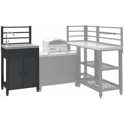 Module extérieur – table avec évier, 60 x 47 x 123 cm, noir/inox