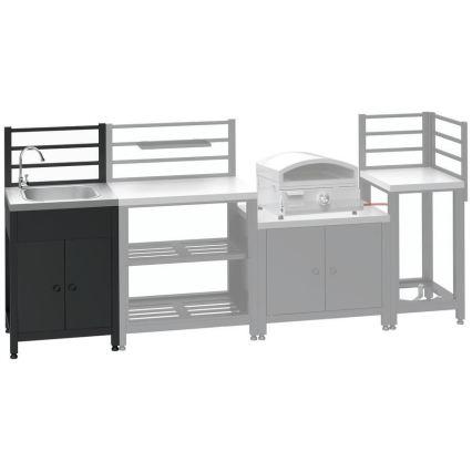 Module extérieur – table avec évier, 60 x 47 x 123 cm, noir/inox