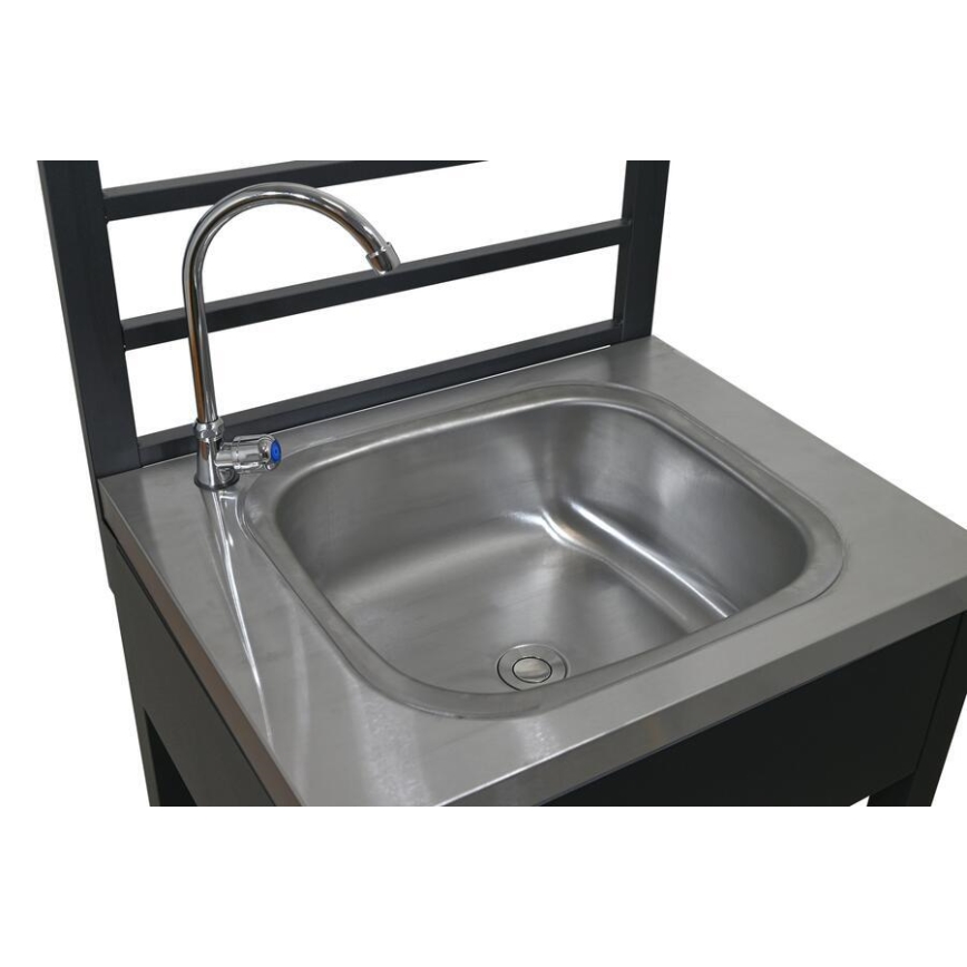 Module extérieur – table avec évier, 60 x 47 x 123 cm, noir/inox