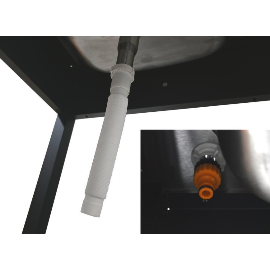 Module extérieur – table avec évier, 60 x 47 x 123 cm, noir/inox