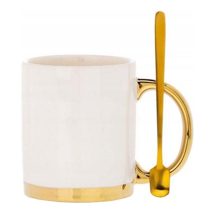 Mok met lepel LANA crème/goud