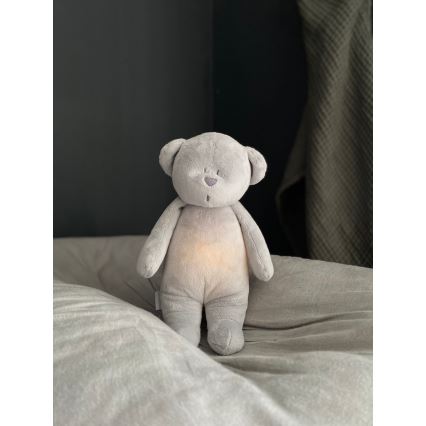 Moonie - Knuffelbeer met melodie en lampje zilver
