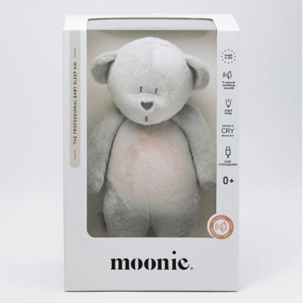 Moonie - Knuffelbeer met melodie en lampje zilver