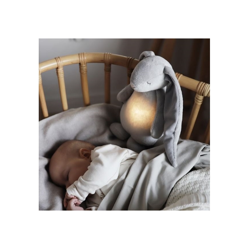 Moonie - Knuffelkonijn met melodie en lampje zilver