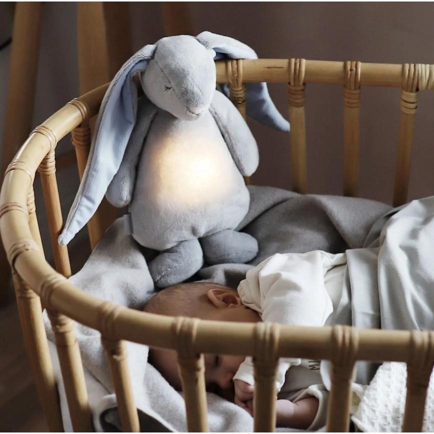 Moonie - Knuffelkonijn met melodie en lampje zilver