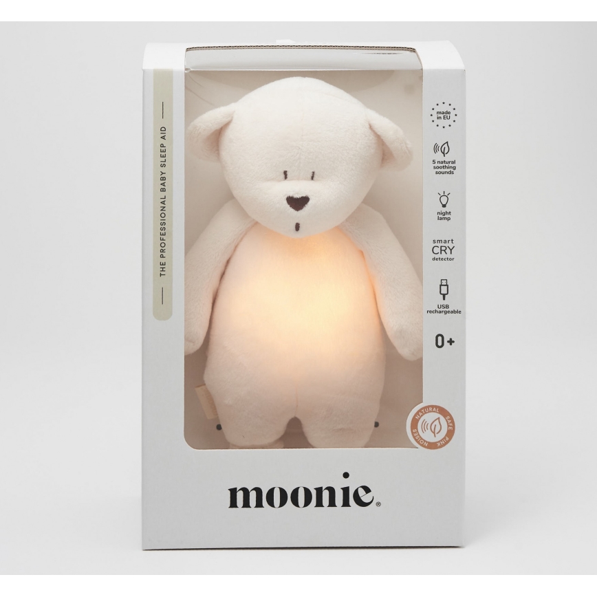 Moonie - Lekker knuffelen met een melodietje en lichtje Kleine beer 2.0 cream
