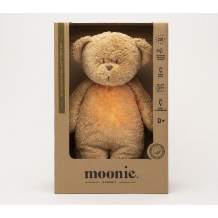 Moonie - Lekker knuffelen met een melodietje en lichtje Kleine beer 2.0 organic cappuccino