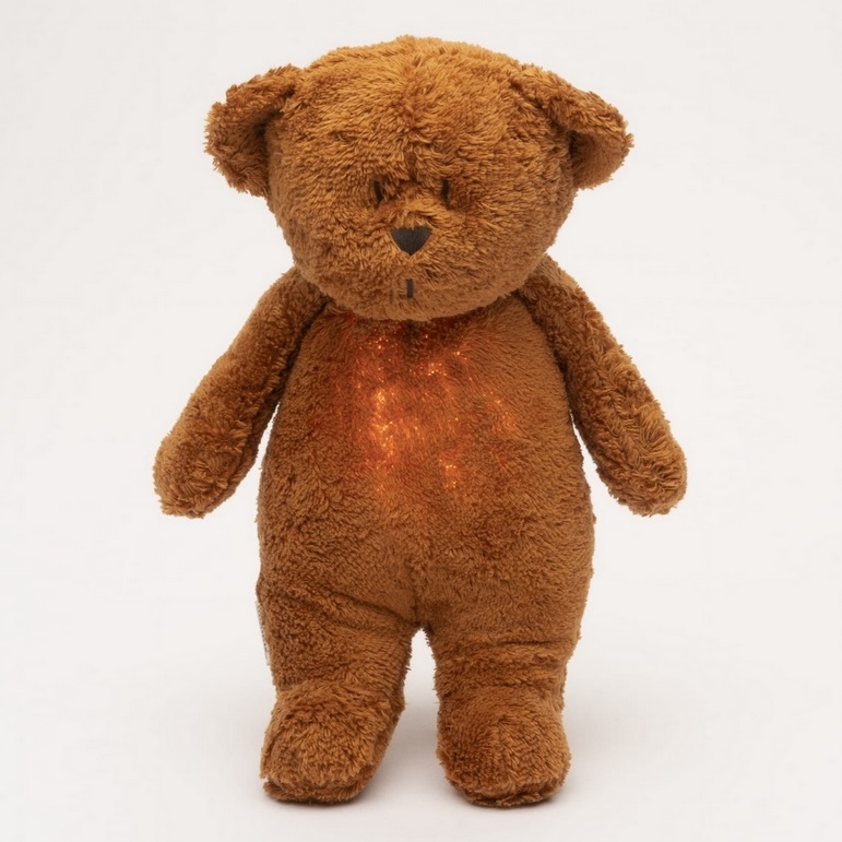 Moonie - Lekker knuffelen met een melodietje en lichtje Kleine beer 2.0 organic caramel