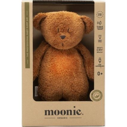 Moonie - Lekker knuffelen met een melodietje en lichtje Kleine beer 2.0 organic caramel