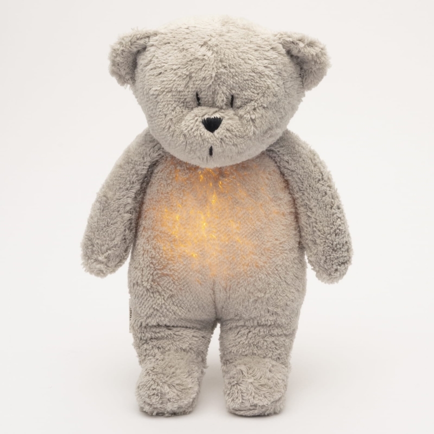 Moonie - Lekker knuffelen met een melodietje en lichtje Kleine beer 2.0 organic grijs