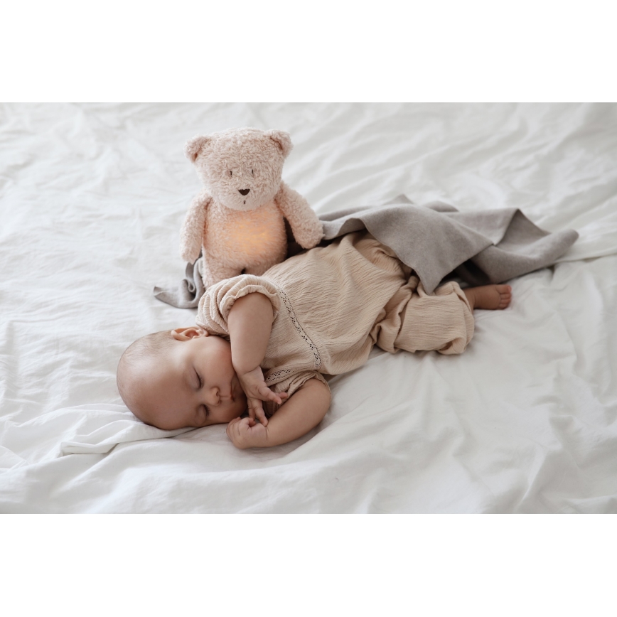 Moonie - Lekker knuffelen met een melodietje en lichtje Kleine beer 2.0 organic polar
