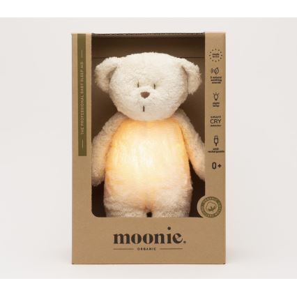 Moonie - Lekker knuffelen met een melodietje en lichtje Kleine beer 2.0 organic polar