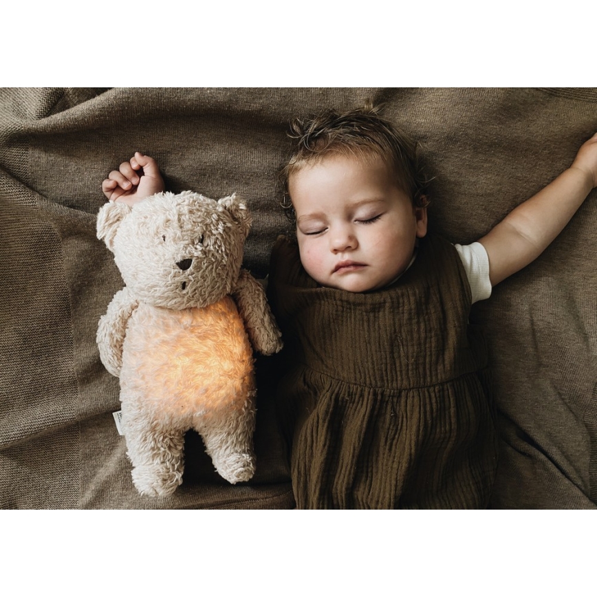 Moonie - Lekker knuffelen met een melodietje en lichtje Kleine beer 2.0 organic zand