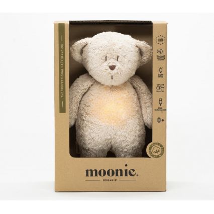Moonie - Lekker knuffelen met een melodietje en lichtje Kleine beer 2.0 organic zand