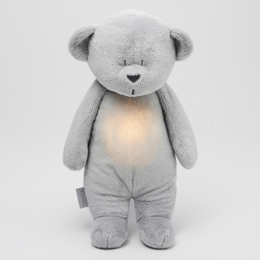 Moonie - Lekker knuffelen met een melodietje en lichtje Kleine beer 2.0 zilver