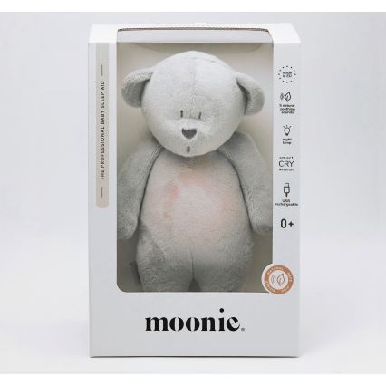 Moonie - Lekker knuffelen met een melodietje en lichtje Kleine beer 2.0 zilver