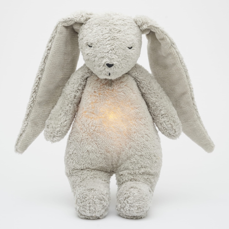 Moonie - Lekker knuffelen met een melodietje en lichtje konijntje 2.0 organic grijs