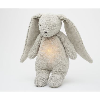 Moonie - Lekker knuffelen met een melodietje en lichtje konijntje 2.0 organic grijs